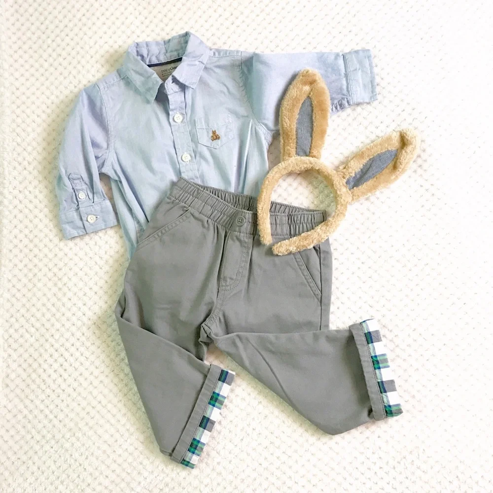COPY - NWT Gymboree plaid cuff gray pants 18-24 mo
